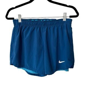 Nike Pull-On Elastic Waist Stretch Dri-fit Athletic Shorts Teal Blue Size Medium